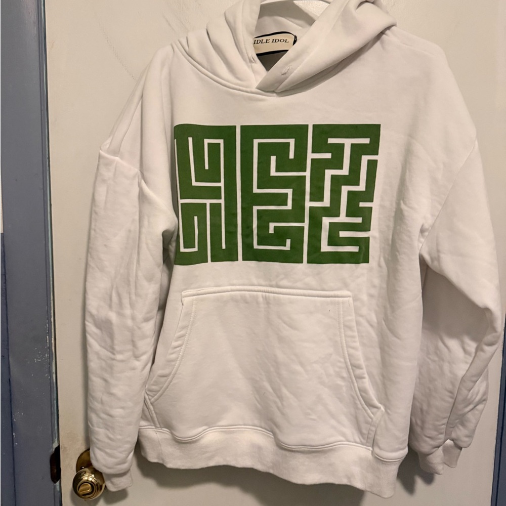 White Hoodie with Green Maze Graphic by